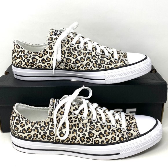 💖MEGA SALE💖Converse Ctas OX Men's Low Top Black White Leopard Canvas 166260F - Picture 2 of 10